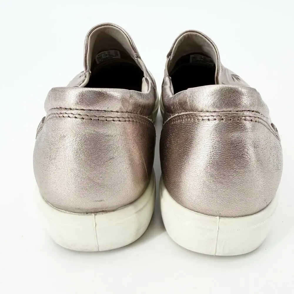 ECCO Soft 7 Woven Metallic Rose Gold Leather Slip On Sneakers EU 42 US 11 - Picture 4 of 7